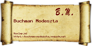 Buchman Modeszta névjegykártya